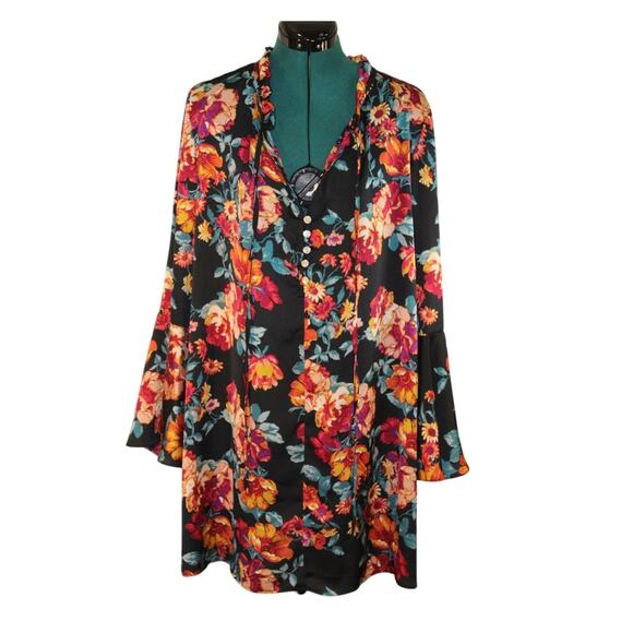 NWT Let Them Eat Cake Navy Blue Floral Tunic Dress Women’s Size Large - Picture 1 of 3